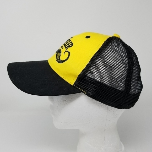 The Traveler Beer Co Trucker Mesh Snap Back Baseball Hat Mustache Black Yellow - Picture 7 of 10